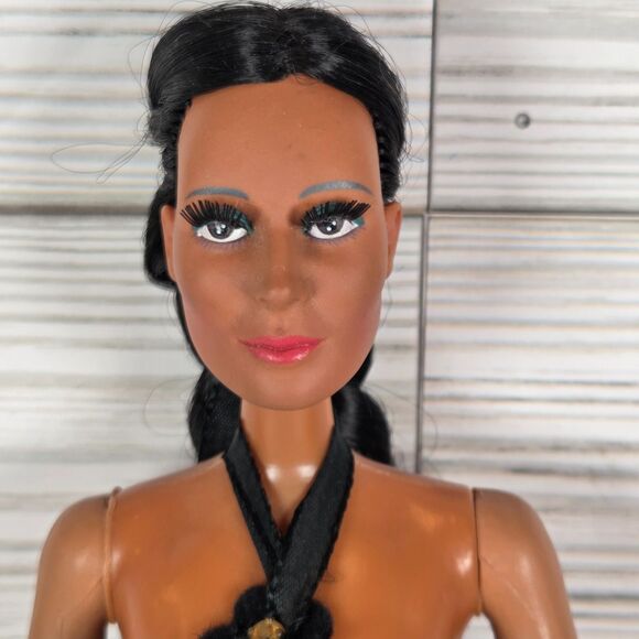Mego Corporation Vintage 1970\'s Mego Cher Doll Bob Mackie Good Earth Dress Rooted Hair Eye Lashes